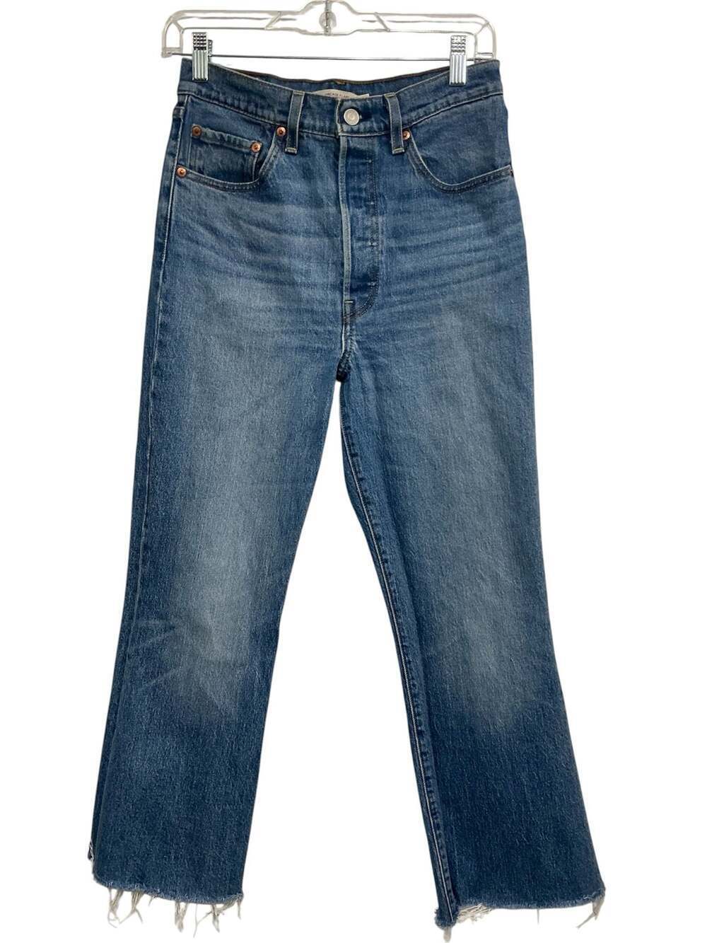 Levi's Premium Ribcage Flare High Rise CUT OFF Jeans Size W27 - Picture 3 of 15